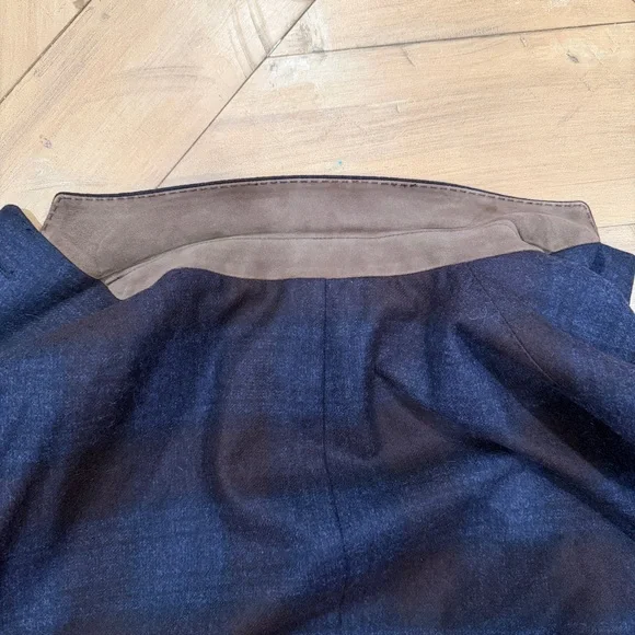 Luciano Barbera Men's Blue Plaid Blazer Made in Italy 46R 100% Wool Soft - Picture 16 of 16